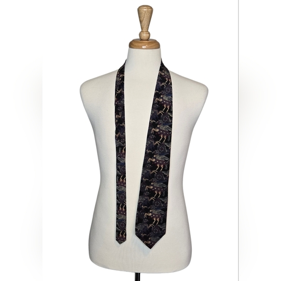 Vtg The Metropolitan Museum of Art Silk Tie Mythical Pegasus Medieval Pattern - Picture 3 of 8